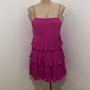 TCEC Pink Pleated Ruffle Dress